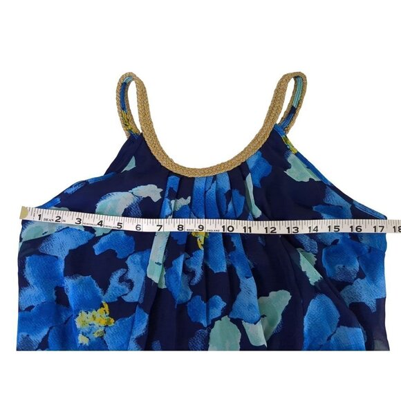 Charming Charlie Maxi Dress Womens Small Blue Floral Sleeveless Long - Picture 9 of 10